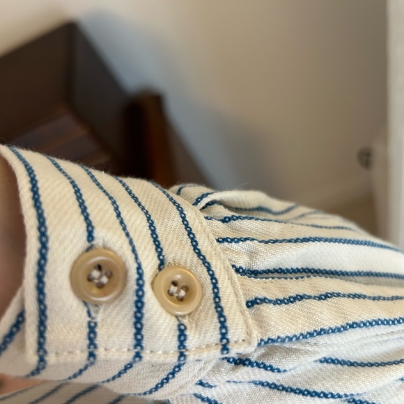 Cream and light blue striped button-down/jacket from King & Tuckfield size small - Picture 4 of 7